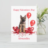 Aangepaste Duitse herder hart ballonnen Valentijn Feestdagenkaart (Staand voorkant)