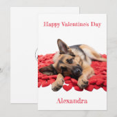 Aangepaste Duitse herder liggend op harten Valenti Feestdagenkaart (Voorkant / Achterkant)