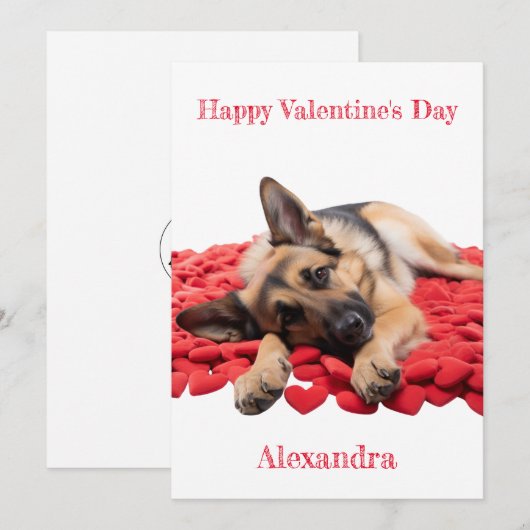 Aangepaste Duitse herder liggend op harten Valenti Feestdagenkaart (Voorkant / Achterkant)