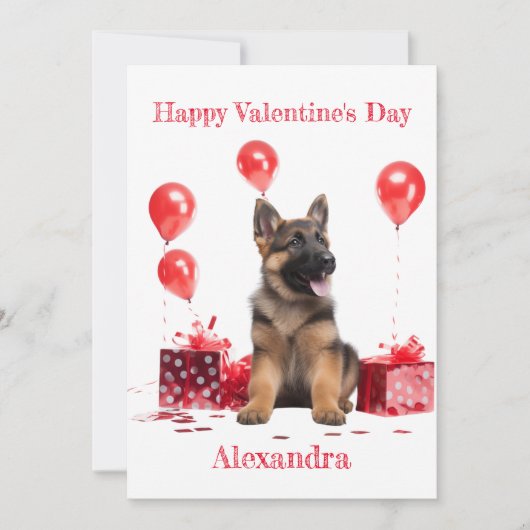 Aangepaste Duitse herder met geschenkdozen Valenti Feestdagenkaart (Voorkant)