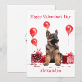 Aangepaste Duitse herder met geschenkdozen Valenti Feestdagenkaart (Voorkant / Achterkant)