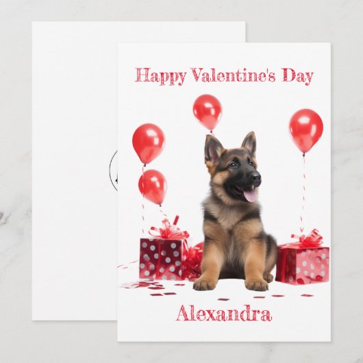 Aangepaste Duitse herder met geschenkdozen Valenti Feestdagenkaart (Voorkant / Achterkant)