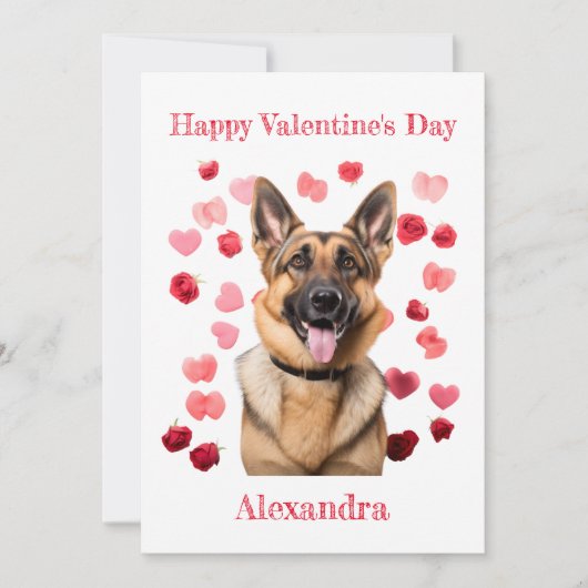 Aangepaste Duitse herder met harten Valentijn Feestdagenkaart (Voorkant)