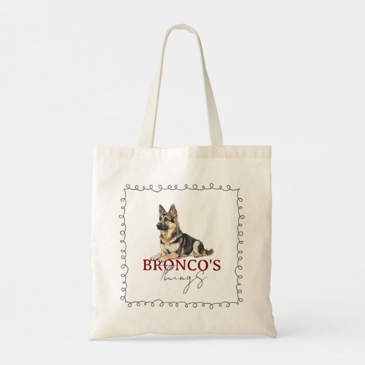 Aangepaste Duitse Herder Portret Hond Dingen Tote Bag (Achterkant)