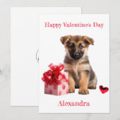 Aangepaste Duitse Herder Puppy met Gift Valentijn Feestdagenkaart (Voorkant / Achterkant)