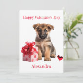Aangepaste Duitse Herder Puppy met Gift Valentijn Feestdagenkaart (Staand voorkant)