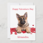 Aangepaste Duitse Herder Puppy op Harten Valentijn Feestdagenkaart (Voorkant)
