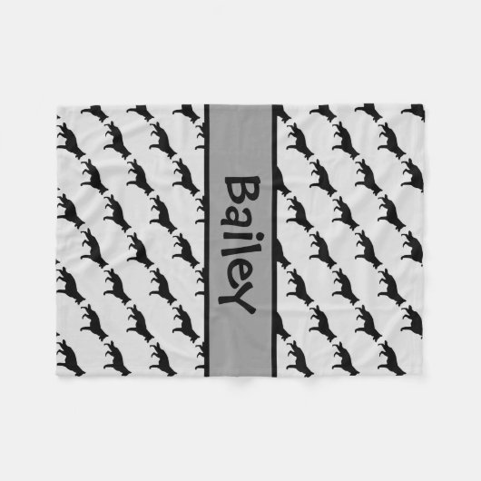 Aangepaste Duitse Herdershond Silhouet Fleece Deken (Voorkant (Horizontaal))