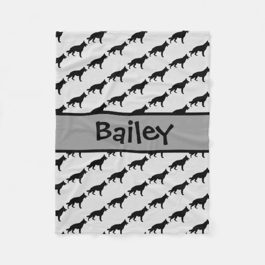 Aangepaste Duitse Herdershond Silhouet Fleece Deken (Voorkant)