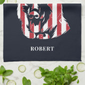 Aangepaste Duitse Herdershond Vlag VS Theedoek (Gevouwen)