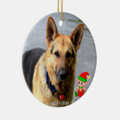 Aangepaste Duitse Shepherd Dog-foto met Cute Elf Keramisch Ornament (Rechts)