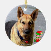 Aangepaste Duitse Shepherd Dog-foto met Cute Elf Keramisch Ornament (Voorkant)