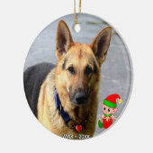 Aangepaste Duitse Shepherd Dog-foto met Cute Elf Keramisch Ornament (Links)