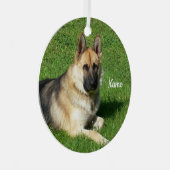 Aangepaste Duitse Shepherd Puppy Dog Metalen Ornament (Voorkant Rechts)