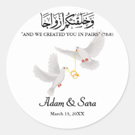 Aangepaste Duiven Moslim Trouwgoud Nikkah Ronde Sticker