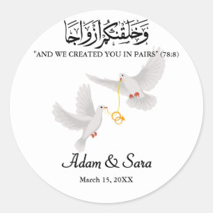 Aangepaste Duiven Moslim Trouwgoud Nikkah Ronde Sticker