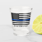 Aangepaste dun blauwe lijn Amerikaanse vlag Shot Glas (Voorkant)