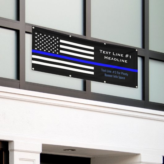 Aangepaste dunne blauwe lijn VS vlag Handy display Spandoek (Buitenkant Gebouw)