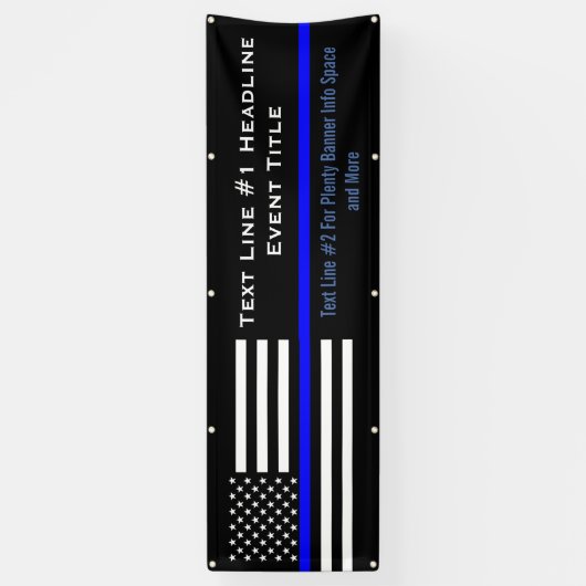 Aangepaste dunne blauwe lijn VS vlag middelgrote w Spandoek (Verticaal)