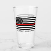Aangepaste dunne rode lijn Amerikaanse vlag Glas (Achterkant)