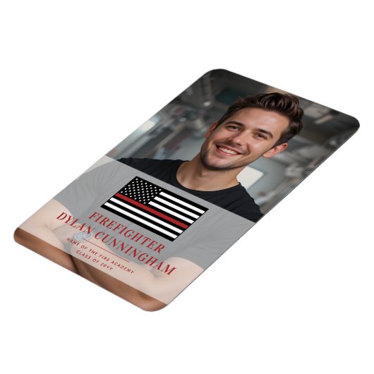 Aangepaste dunne rode lijn brandweerman Fire Acade Magneet (Linkerzijde)