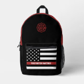 Aangepaste dunne rode lijn vlag brandweerman bedrukte rugzak (Voorkant)