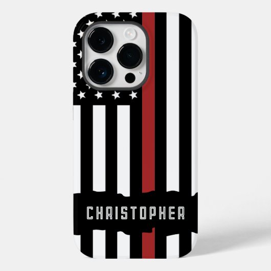 Aangepaste dunne rode lijn VS vlaggenbrandweervrou Case-Mate iPhone Case (Achterkant)