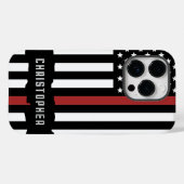 Aangepaste dunne rode lijn VS vlaggenbrandweervrou Case-Mate iPhone Case (Achterkant (horizontaal))