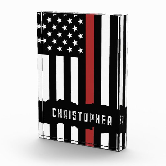 Aangepaste dunne rode lijn VS vlaggenbrandweervrou Fotoblokken (Rechts)