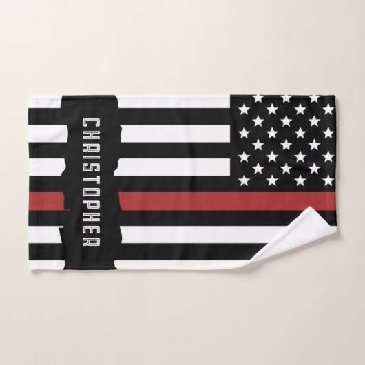 Aangepaste dunne rode lijn VS vlaggenbrandweervrou Handdoek (Handdoek)