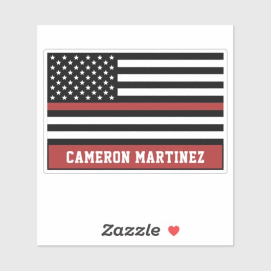 Aangepaste Dunne Vlag brandweerman met rode lijn Sticker (Vel)