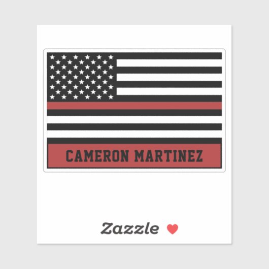 Aangepaste Dunne Vlag brandweerman met rode lijn Sticker (Vel)