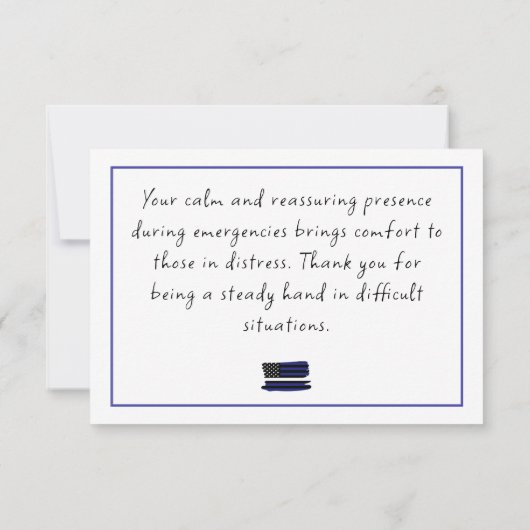Aangepaste dunne witte lijn VS vlag EMS EMT Bedankkaart (Achterkant)