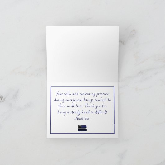 Aangepaste dunne witte lijn VS vlag EMS EMT Bedankkaart (Binnen)