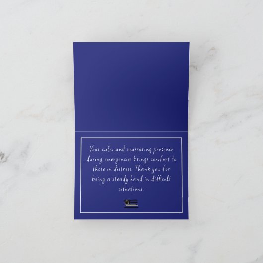 Aangepaste dunne witte lijn VS vlag EMS EMT Bedankkaart (Binnen)