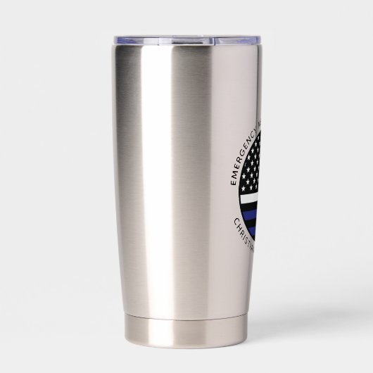 Aangepaste dunne witte lijn VS vlag EMS EMT Geïsoleerde Drinkbeker (Voorkant)
