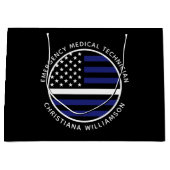 Aangepaste dunne witte lijn VS vlag EMS EMT Groot Cadeauzakje (Voorkant)