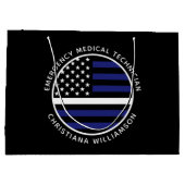 Aangepaste dunne witte lijn VS vlag EMS EMT Groot Cadeauzakje (Achterkant)