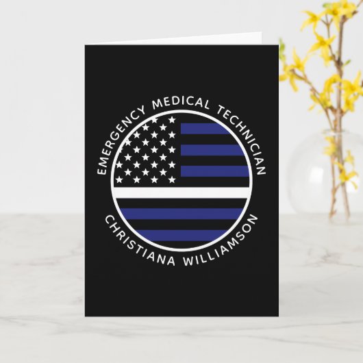 Aangepaste dunne witte lijn VS vlag EMS EMT Kaart (Gele Bloem)