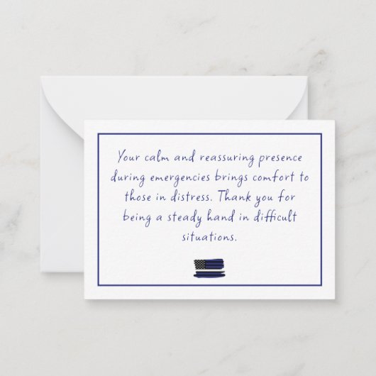 Aangepaste dunne witte lijn VS vlag EMS EMT Notitiekaartje (Achterkant)