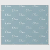 Aangepaste Dusty Blue Modern Script Name Cadeaupapier (Vlak)
