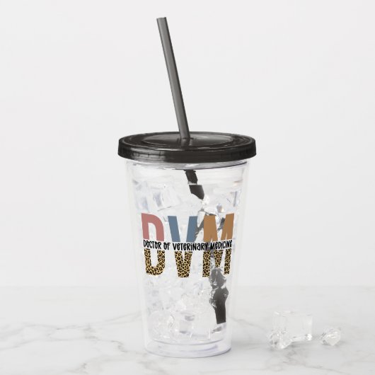 Aangepaste DVM Doctor in de diergeneeskunde Acryl Drinkbeker (Voorkant ijs)