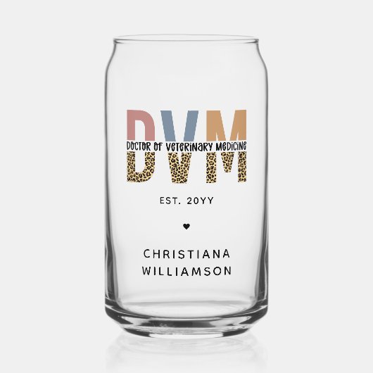 Aangepaste DVM Doctor in de diergeneeskunde Blikvorm Glas (Voorkant)