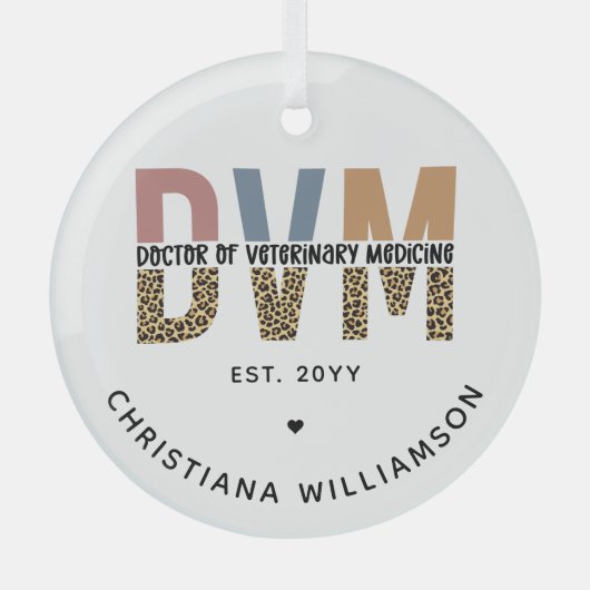 Aangepaste DVM Doctor in de diergeneeskunde Glas Ornament (Voorkant)