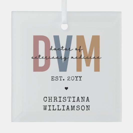 Aangepaste DVM Doctor in de diergeneeskunde Glas Ornament (Voorkant)