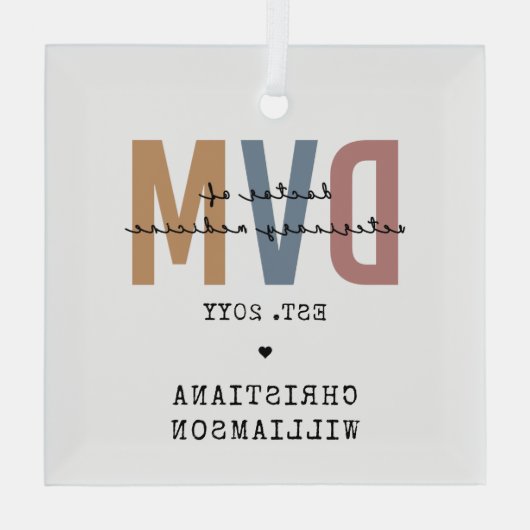 Aangepaste DVM Doctor in de diergeneeskunde Glas Ornament (Achterkant)