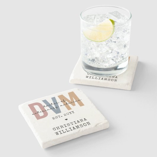 Aangepaste DVM Doctor in de diergeneeskunde Stenen Onderzetter (Zijkant)