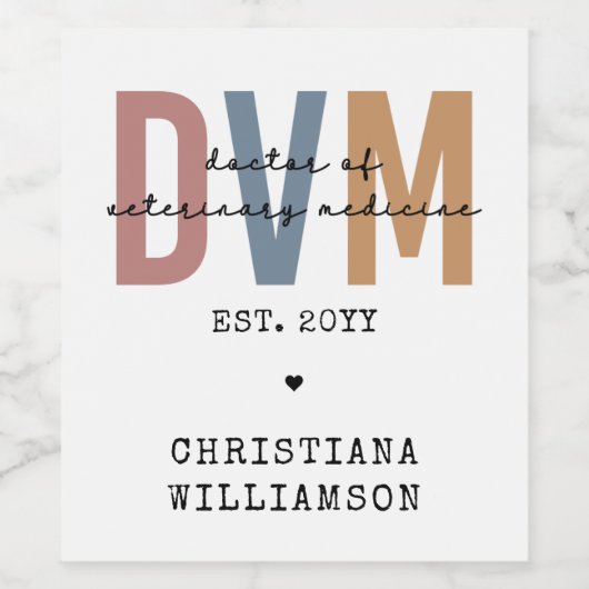 Aangepaste DVM Doctor in de diergeneeskunde Wijn Etiket (Enkel label)