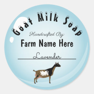 Aangepaste Dwarf Goat Milk Soap Blue Bubble Ronde Sticker