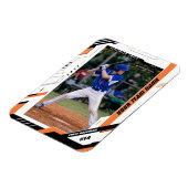 Aangepaste dynamische oranje honkbalspeler foto magneet (Linkerzijde)